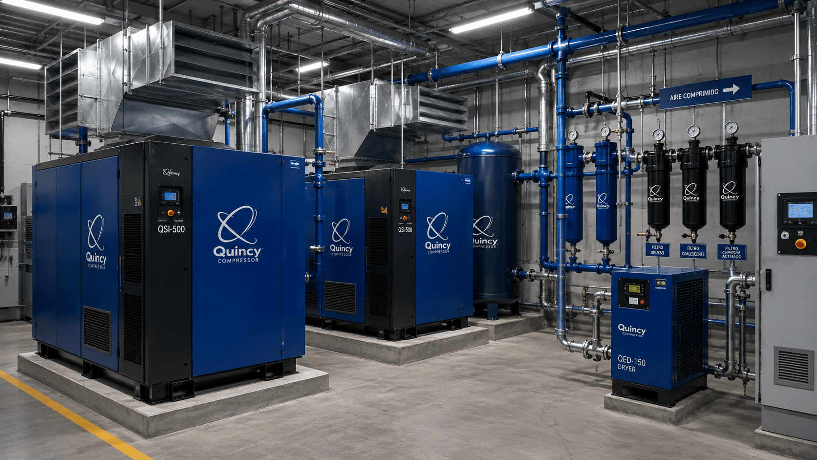 Cuarto de Compresores Quincy e Instalaciones Industriales